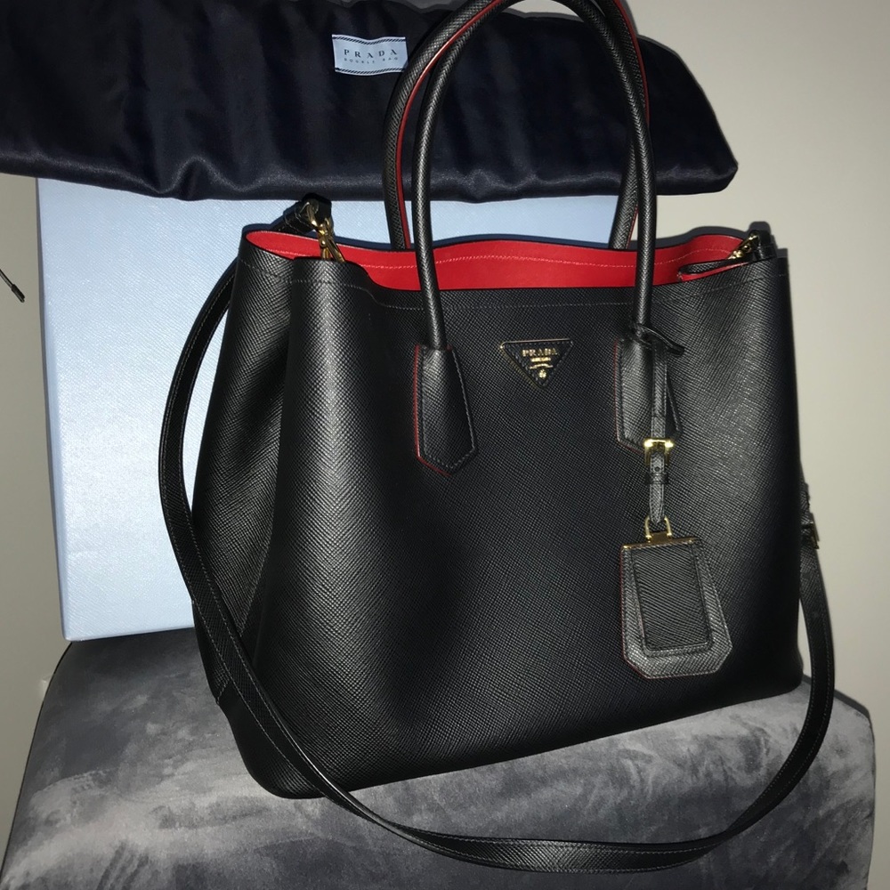 Medium Saffiano Leather Double Prada Bag